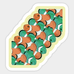 clown fish pattern orange green Sticker